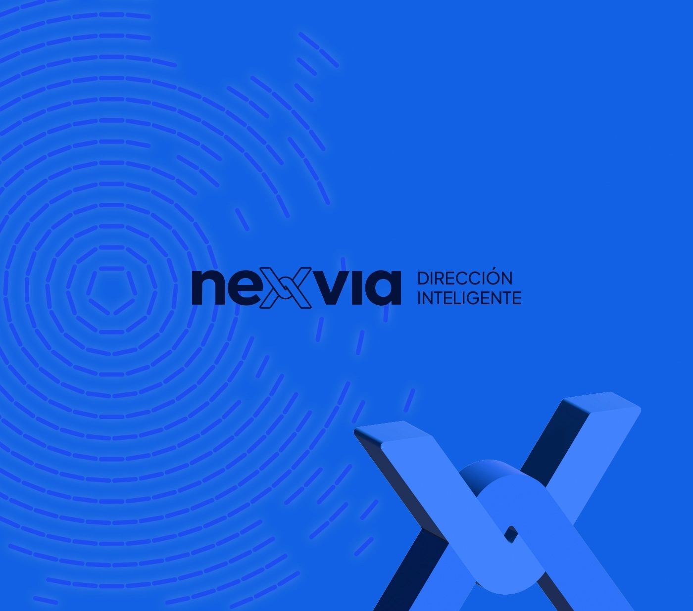 Aplicaci&oacute;n del logo Nexvia sobre fondo corporativo