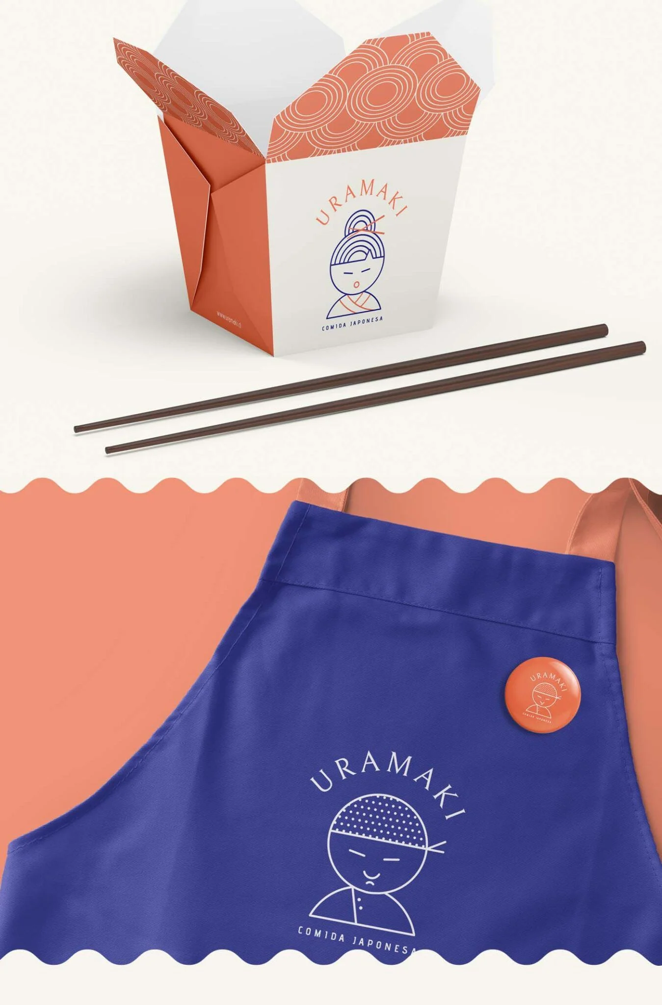 Packaging tipo caja para comida con identidad Uramaki Sushi