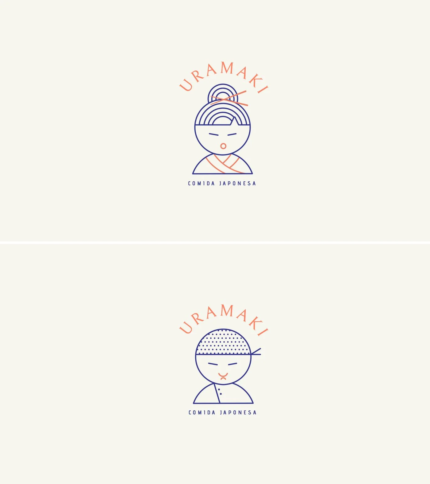 Variantes del logo Uramaki Sushi en diferentes configuraciones
